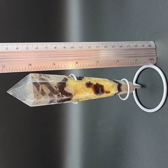 Elegant Septarian Stone Natural Crystal Obelisk with Stand UV Reactive Gemstone - Picture 12 of 13